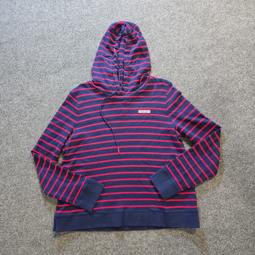 Vineyard Vines Sweatshirt Womens Size Medium Blue Stripe Hoodie Nautical Preppy